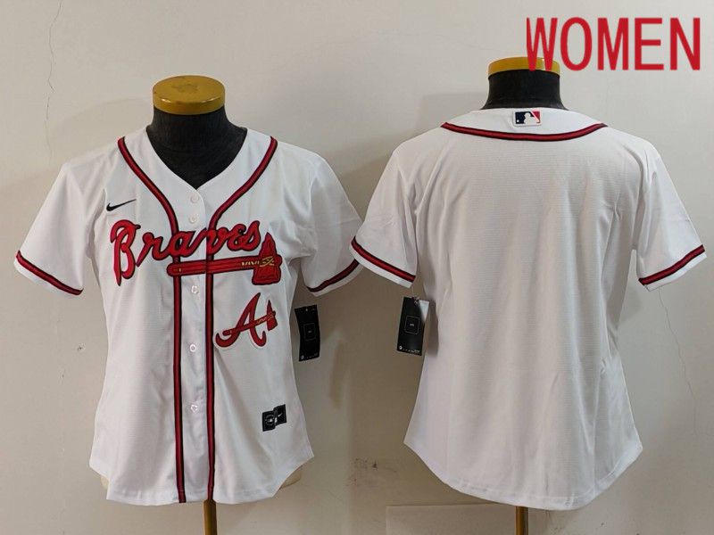 Women Atlanta Braves Blank White Game 2024 Nike MLB Jersey style 1->->